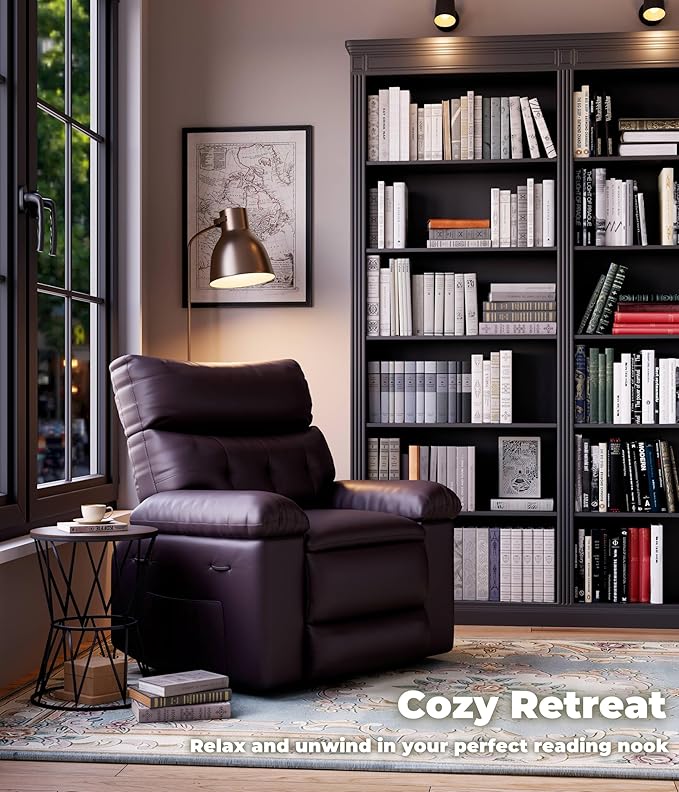 GarveeHome Oversized Recliner Chair - PU Leather Manual Recliner for Adults Lazy Chair with 1.5X Sponge Comfort Arm and Back for Living Room Bedroom