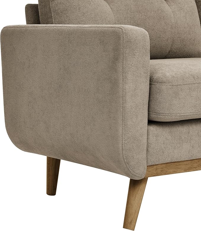 Khaki 67 Loveseat Sofa Couches for Small Spaces Mid Century Love Seat Couches for Living Room Upholstered 2-Seater Small Couch for Bedroom ApartmentSolid Wood Legs Easy Assembly (khaki)