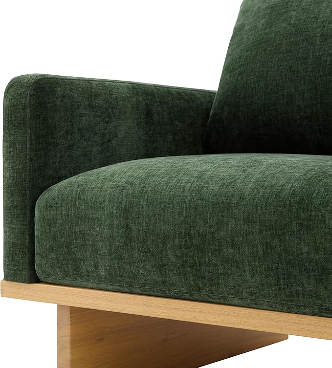 Christopher Knight Home Modern Minimalist Accent Chair with Solid Wood Frame Soft Cushions Spacious Seat Living Room Bedroom Reading Chair Green