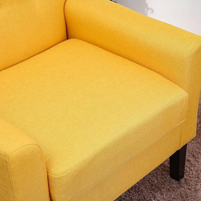 Generic Fabric Accent Chair for Living Room Bedroom Button Tufted Upholstered Comfy Reading Accent Chairs SofaYellow