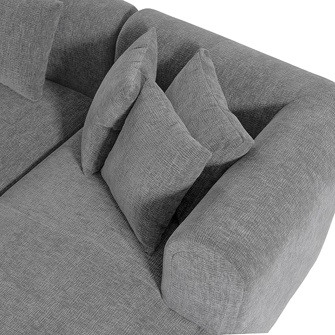 Mirod Stylish Corner Sofa for Living RoomVersatile Design for Relaxation and ConversationCurved Seat with Wide StitchingPerfect for Living Room Bedroom and Office (Grey#039)
