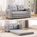 Futon Sofa Bed Convertible Folding Futon Couch Breathable Small CouchAdjustable Pull Out Chaise Lounge for Compact Living Studio in Living Room and Bedroom Offices Loveseat (Light Gray+Holder)
