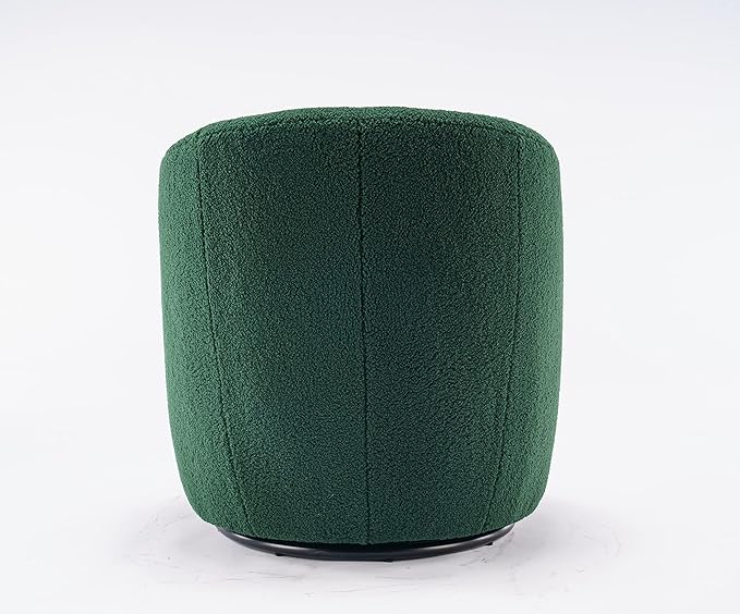 Swivel Barrel Chair Modern Teddy Fabric Swivel Accent Armchair Comfy Round Club Chairs Sofa Arm Chair for Living Room Bedroom Reading Room Apartment Hotel Office Nursery Lounge（Dark Green）