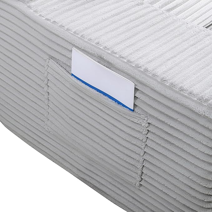 Loveseat Cloud Boneless Couch Upholstered Floor Sofa with Armrests 2-in-1 Convertible Corduroy Couch Bed for Living Room Apartment Grey