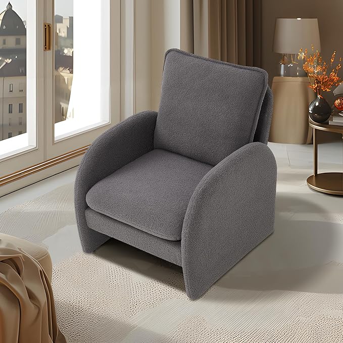 28.5 X 29.9'' Accent Chairs Modern Sherpa Lamb Fabric Living Room Chair Comfy Armed Chair Upholstered Armchair Leisure Single Sofa Chair for Bedroom Office Apartment and Living Room