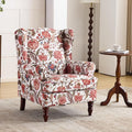 EROMMY Floral Accent Chair Comfortable High Back Upholstered Armchair with Solid Wood Legs Leisure Single Sofa Chair for Living Room Bedroom Home Office Red Floral