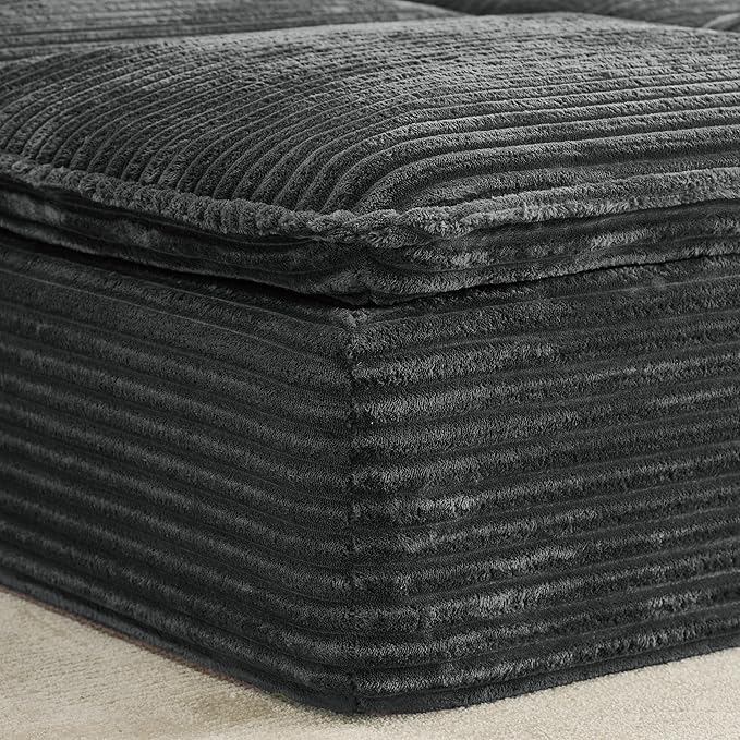 Oversized Armchair with Ottoman Corduroy Reading Chair for Bedroom &amp Living Room Modern Floor Sofa Chair Comfy Lazy Lounge Chair No Assembly Required Grey