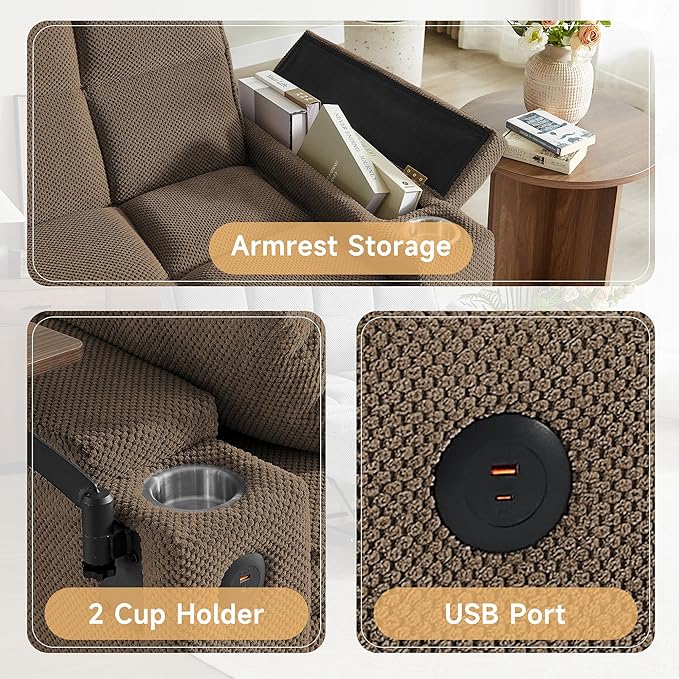 65'' Chaise Lounge Chair Indoor 3-in-1 Convertible Sofa Bed with Pull-Out Design 360° Swivel Side Table Modern Granular Velvet Couch Bed for Living Room Small Space &amp Apartment-Friendly