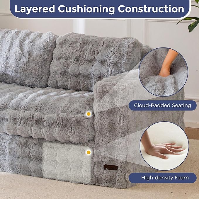 MAXYOYO Loveseat Sofa for Living Room Small Sofa Couch Tufted Boneless Couch Comfy Bean Bag Chair for Small Space Bedroom Apartment No Assembly Needed Grey