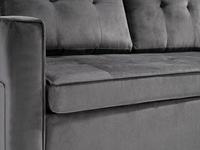 Sofa Bed Pull Out Couch with Side Pockets 3 in 1 Velvet Fabric Loveseat Sleeper Sofa Bed Pull Out Couch with Adjustable Backrest for Living Room Bedroom Apartment Gray 53 Inch