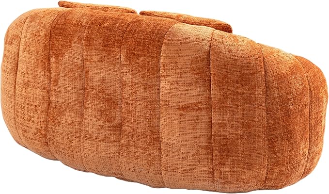 GDFStudio Colomt Lounge Chair Upholstered Lazy Sofa Chair 2 Seater Couch Comfort Chenille Loveseat Ready to Use Bean Bag Chair Soft Seating Lounge Reading Sofa for Living Room Bedroom Organge