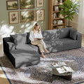 138 Boneless Couches for Living Room Modular Cloud Couch Sofa - 4 Pieces L Shap Corduroy Sectional Sofa Fluffy Memory Foam Sleeper Sofa Furniture No Assembly Wide Armrest Grey