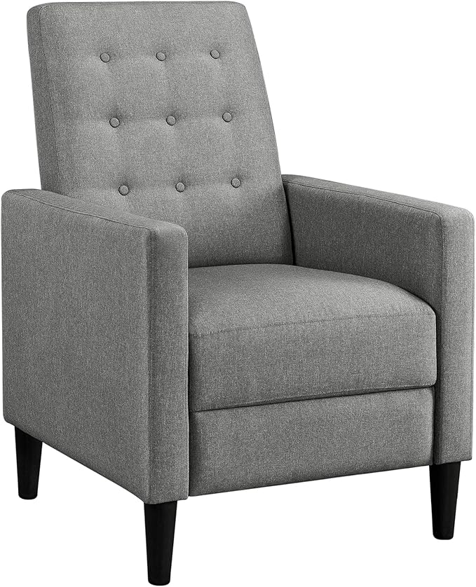 Yaheetech Home Theater Seating Single Fabric Recliner for Living Room Chair Adjustable Sofa with Thicker Seat Cushion Tufted Upholstered Sofa with Pocket Spring for Living Room Bedroom Dark Gray