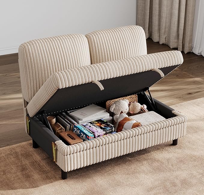 LINSY HOME Module for Sectional Sleeper Sofa Couch Plush Corduroy Customizable Sleeper Sofa - Pull Out Sofa Storage Double Seater Storage Chaise Armrest Storage Ottoman Corner Seat