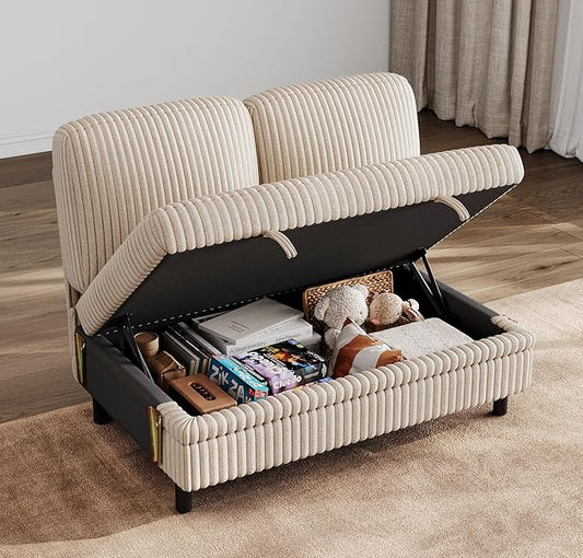 LINSY HOME Module for Sectional Sleeper Sofa Couch Plush Corduroy Customizable Sleeper Sofa - Pull Out Sofa Storage Double Seater Storage Chaise Armrest Storage Ottoman Corner Seat