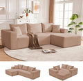 110” Cloud Sectional Couch Boneless Sofa for Living Room Modular Sectional Sofa with Deep Seat Comfy Fluffy Couch with L-Shaped Chaise No Assembly Required (Right-Facing Chaise Camel)