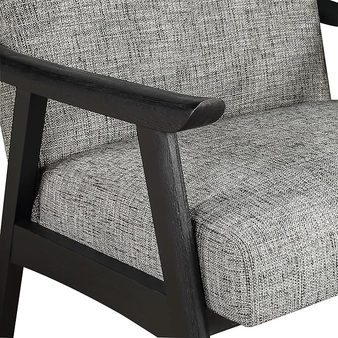 OSP Home Furnishings Weldon Mid-Century Modern Armchair Graphite Fabric with Black Finished Frame