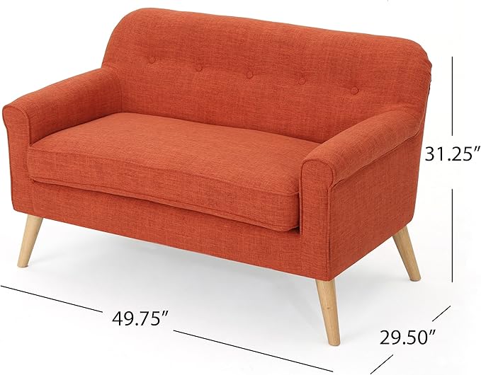 Christopher Knight Home Mariah Mid-Century Modern Loveseat Muted Orange