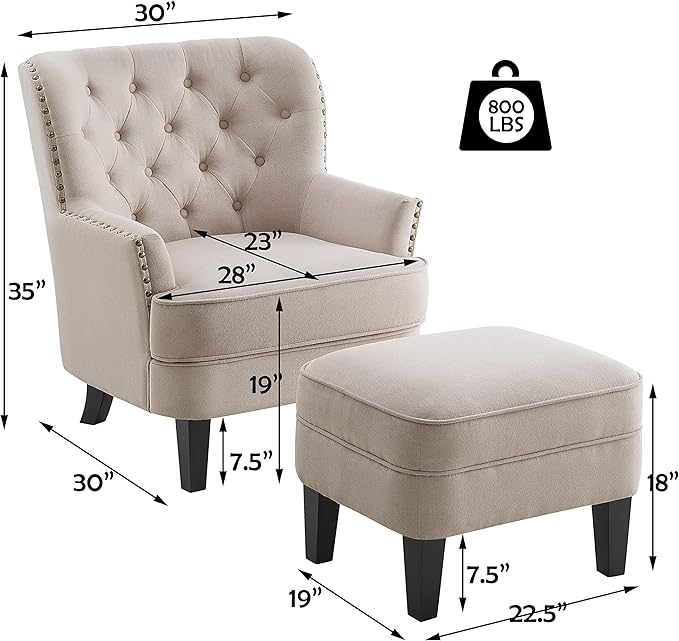 Rosevara Atlas Accent Chairs for Living Room Furniture Living Room Chairs Reading Chair for Room Arm Chairs for Living Room Comfy Chair for Bedroom Small Accent Chairs for Bedroom Velvet Natural