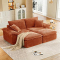 Convertible Sofa BedSleeper Sofa with Deep SeatComfy Corduroy Fluffy Boneless Couch with Movable OttomanCloud Couch for Small PlaceNo Assembly Required.（LoveseatOrange）