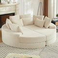 78.5 Oversized Round Chaise LoungeModular Convertible 2-in-1 Sofa Bed Upholstered CorduroyBoneless Plush Couches with PillowNo Assembly RequiredBeige
