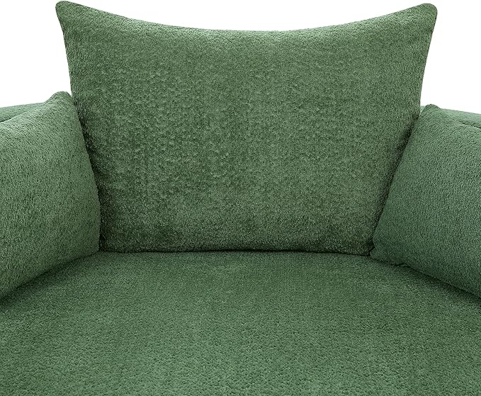 Oversized 55 W Upholstered 360° Swivel Accent Barrel Chair and a Half Modern Comfy Cuddler Sofa Lounge with Pillows for Living Room Bedroom Hotel (Chenille Green)
