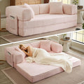 Boneless Couch Folding Couches for Living Room Sofa Futon Sofa Bed with Sleeper Sofa Futon Couch with Fixed-Shape Oversized Corduroy Upholstered (Pink 81 Inches)