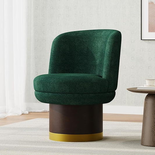 Christopher Knight Home Mirin Upholstered 360° Swivel Accent Chair Chenille Fabric Swivel Barrel Chair Modern Vanity Chair for Living Room Bedroom Green+Brown