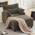 57.5 Oversized Chaise Lounge with Ottoman Indoor Brown Reading Chair with Ottoman &amp Sofa Bed Chenille Upholstered Comfy Sleeper Chair for Living Room Bedroom Office