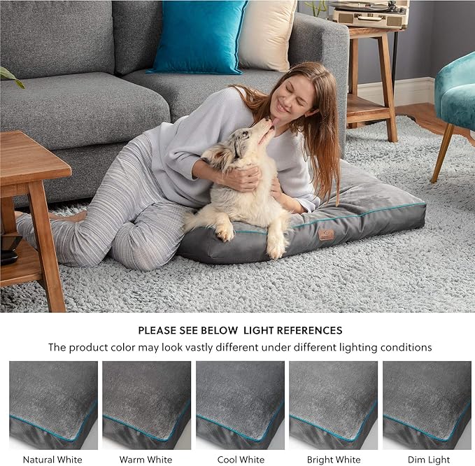 Bedsure XL Washable Dog Bed - 3 Inch Thicken Up to 100lbs Pet Mat Pillows with Removable Washable Cover Grey