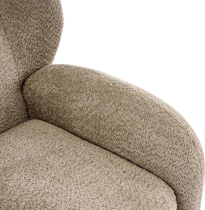 Christopher Knight Home Aiden Boucle Wingback Accent Chair Fabric Upholstered Club Chair with Wooden Frame Comfy Reading Chair for Living Room/Bedroom Light Brown+Walnut