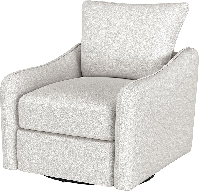 Coaster Home Furnishings Madia Upholstered Slope Arm Swivel Club Chair Vanilla