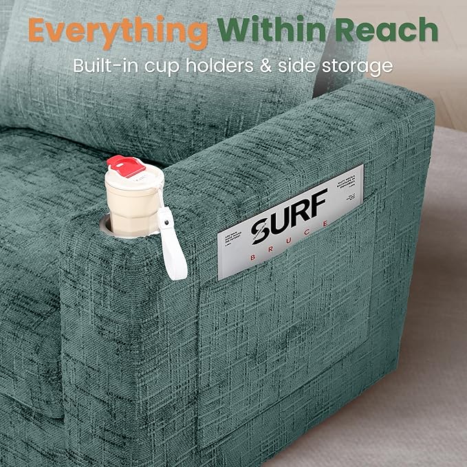 159 Inch Oversized Modular Sectional Sofa with Curved Corner Convertible U/L-Shaped Cloud Couch with Moveable SeatStorage OttomanCupholders Living Room Chenille Fabric Sofa | Breathable material