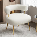 Mid Century Sherpa Boucle Accent Chair Round Upholstered Barrel Arm Chair for Small Spaces Fluffy Side Corner Sofa Chair for Living Room Bedroom Vanity Office Reading Nook(Cream White)