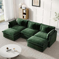 Modular Sectional Sofa 111.5 Inch U-Shaped Cloud Sofa with Deep Seat Chenille Sofa with Cushions Three-Self Sectional Sofa for Living Room ApartmentEvergreen