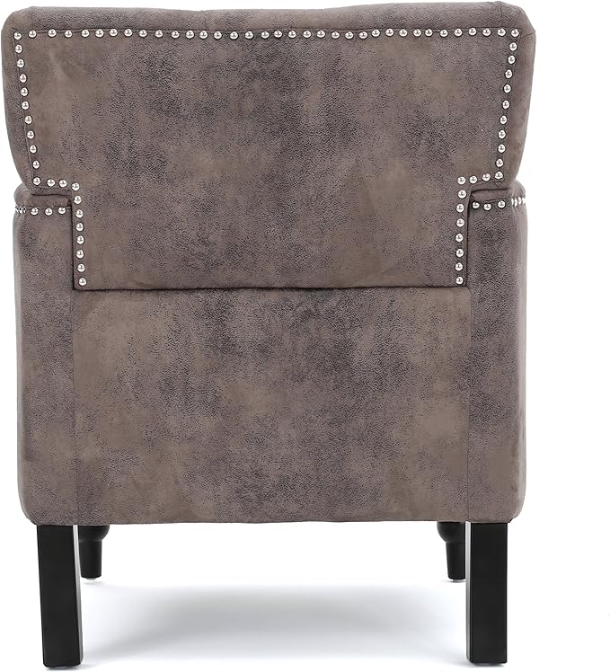 Christopher Knight Home Malone Tufted Club Chair Gray+Brown 28D x 29.5W x 33.5H Inch