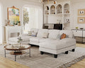 Furmax Sectional Couches for Living Room U-Shaped Sofa Couch with Linen Fabric 4 Seat Sofa Set with Double Chaise for Apartment (Loop Yarn Pearl Gray)
