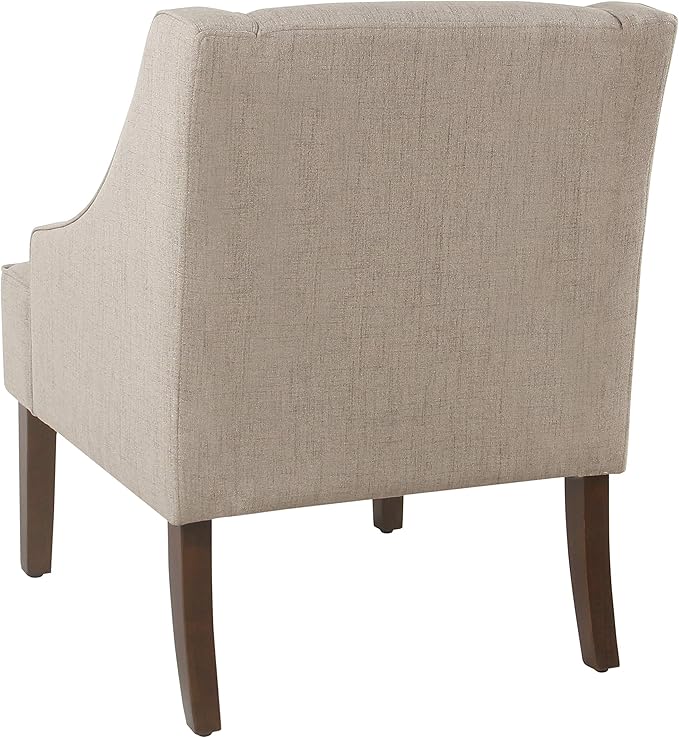 Homepop Upholstered Classic Swoop Arm Accent Chair Home Décor Natural Linen