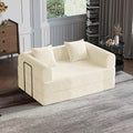 HouseMila 53.15 Convertible Sofa Bed4-in-1 Futon Sofa Bed Modular Loveseat Sleeper Folding Pull Out Couch with Pillows No Assembly Required Boneless Couch for Living Room Bedroom Guest RoomBeige