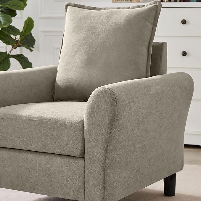 2 Sets Sofa Accent Chair 35 Reading Chair for Bedroom Modern Linen Fabric Armchair Single Sofa Chair Comfy Arm Chairs for Living RoomBedroom Beige