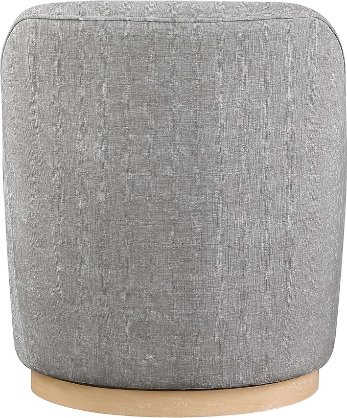 Meridian Furniture 449Grey Clarita Collection Modern | Contemporary Swivel Accent Chair with Soft Light Grey Chenille Fabric Natural Wood Finish Base 26.5 W x 30.5 D x 31 H Grey