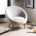 Safavieh Couture Home Razia Retro Glam Pale Taupe Velvet Channel Tufted Tub Chair