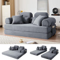 79'' High Backrest 5 in 1 Convertible Sofa Bed Modular Corduroy Couch with Fixed Frame &amp Removable Armrests No Assembly Floor Sleeper Sofa for Modern Living (High Backrest Dark Gray) | Convertib