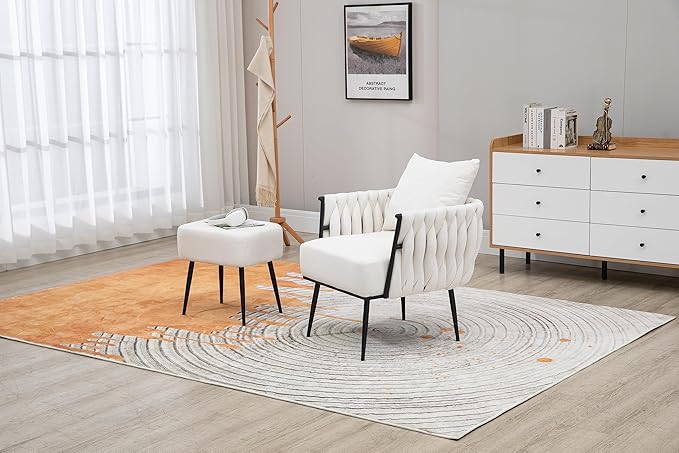 Velvet Accent Chair Modern Upholstered Armchair Tufted Chair with Metal Frame Single Leisure Chairs for Living Room