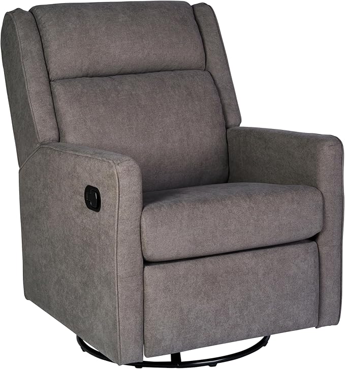 Flash Furniture Cash Swivel Glider Rocking Recliner Manual Recliner with 360 Degree Swivel for Living Room Bedroom or Nursery Fabric Upholstered Dark Gray