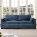Modern Loveseat Sofa for Living Room Removable Cover Spring Cushions Solid Wood Frame Wide Armrest Chenille Fabric Recliner Couches for Small Space (Blue Chenille 81 inch)
