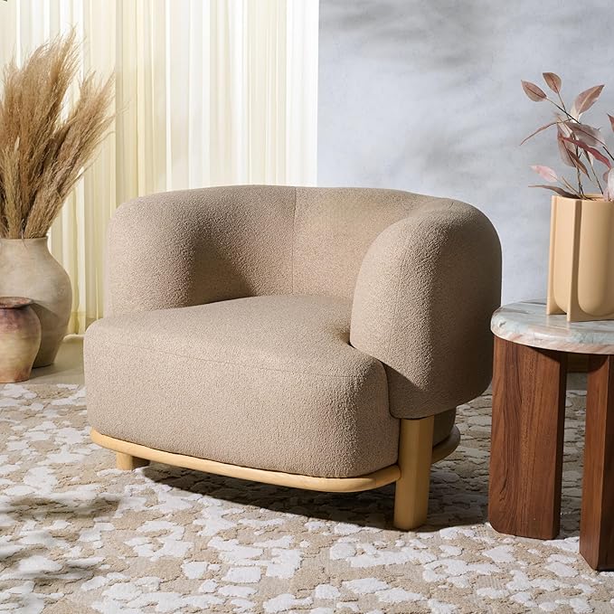 SAFAVIEH Couture Collection Oscar Light Brown/Natural Boucle Accent Chair
