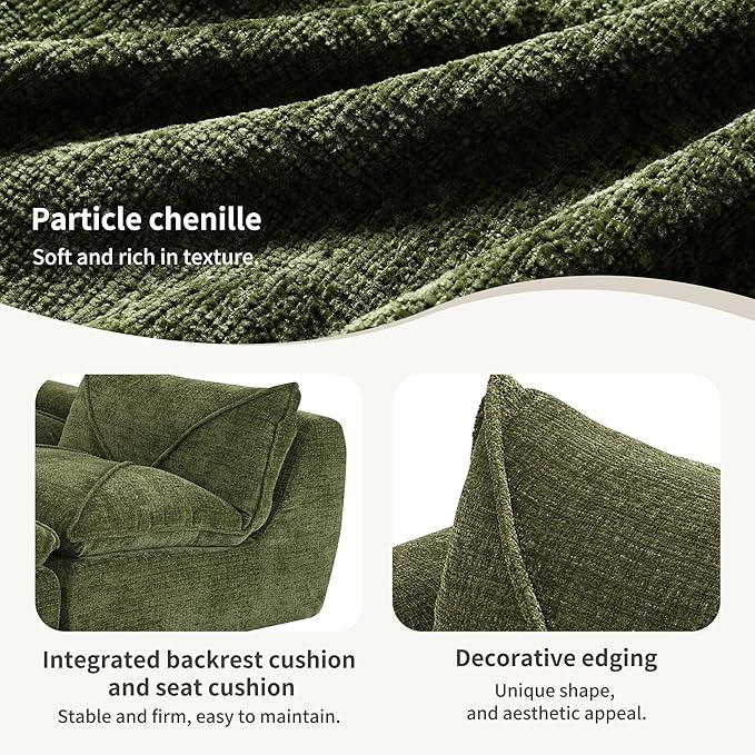 116'' Oversized Modular Sofa Fully Compressed 4 Seat Spacious Foam-Filled Sofa Bed for Living Room Free Combination Friendly Design L-Shaped Comfy Couches No Assembly Required (Green-QJ88)