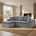 110 Modular Sectional Sofa Cloud Sectional Couch with Ottoman Modern L Shaped Sofa with Deep Seat Upholstered Boneless Couch for Living Room with Layered Cushion No Assembly Grey