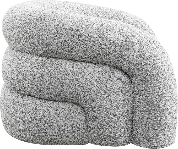 Furniture of America Araina Modern Boucle 37.4-inch Swivel Chair with 360-degree Swivel Base Sculptural Pillow-Like Silhouette for Living Room Office Cloud Gray